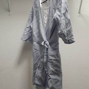 MINKPINK Striped Blue White Wrap Romper